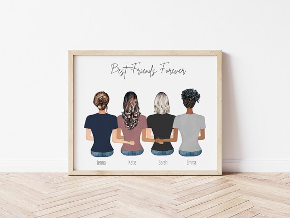 Personalized Portrait, Custom Friendship Gift Digital Download