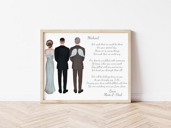 Parents of the Groom Memorial Portrait, Wedding Day Digital Download Poem