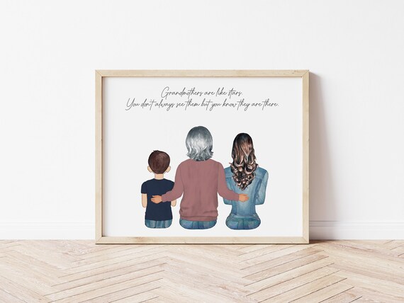 Grandmothers Personalized Portrait With Grandkids Digital Download