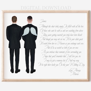 Brother & Friend of The Groom Personalized Memorial Wedding Portrait, Portrait Wedding, Loss of Friend, Best Man Memorial, Custom Wall Art