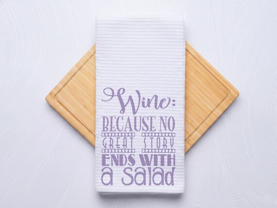Wine and Salad Custom Kitchen Hand Towel