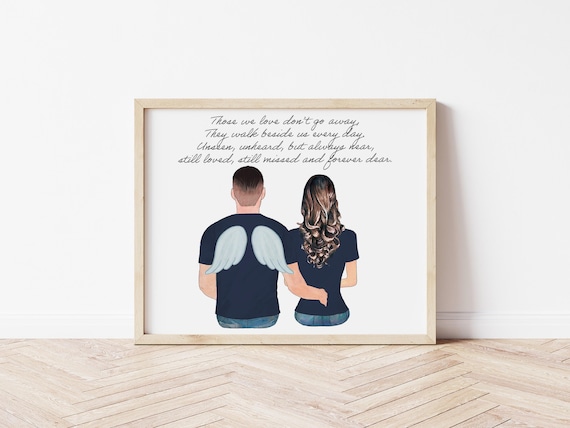 Watching from Heaven Custom Memorial Portrait for Loved Ones, Digital Download