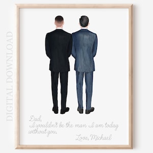 Vater des Bräutigams personalisiertes Geschenk am Hochzeitstag, Geschenk für Vater, Vater und Sohn am Hochzeitstag, digitaler Download, individuelle Illustration