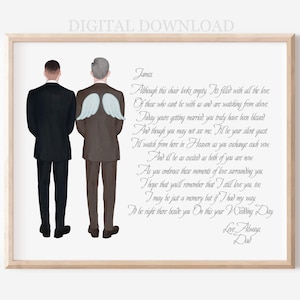 Father of the Groom Personalized Memorial Gift, Printable Digital Download Portrait, Groom Deceased Parent, Dad Passed Away, Save a Seat