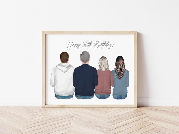 Personalized Family Birthday Portrait: Custom Digital Illustration (Digital Download)