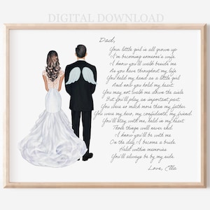Vater der Braut - Erinnerungs-Hochzeits-Porträt-Geschenk, personalisiertes Hochzeits-Gedicht, Im Gedächtnis des Vaters, Hochzeitsgedenktisch