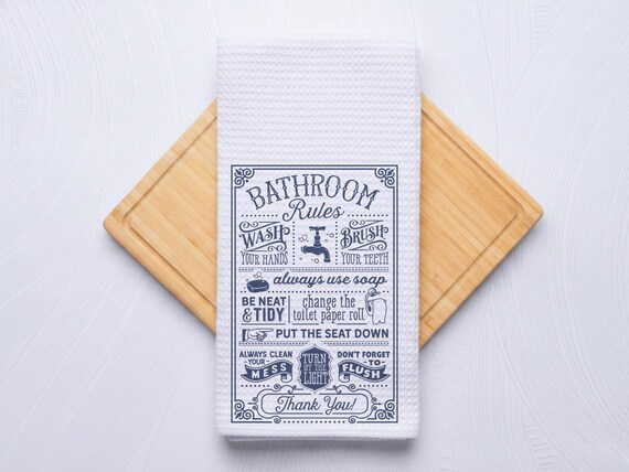 Guest Bathroom Rules Hand Towel, Personalized Housewarming Gift