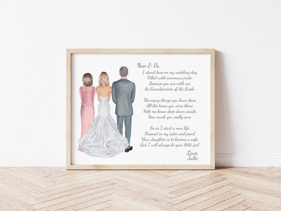Grandparents of the Bride Gift: Personalized Wedding Poem Portrait (Digital Download)