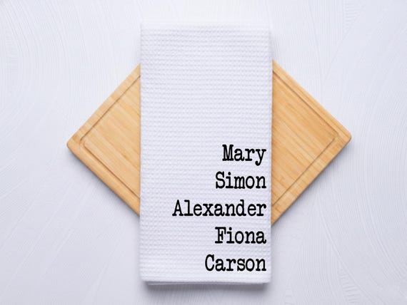 Personalized Names Custom Waffle Weave Towel for Kitchen and Bath