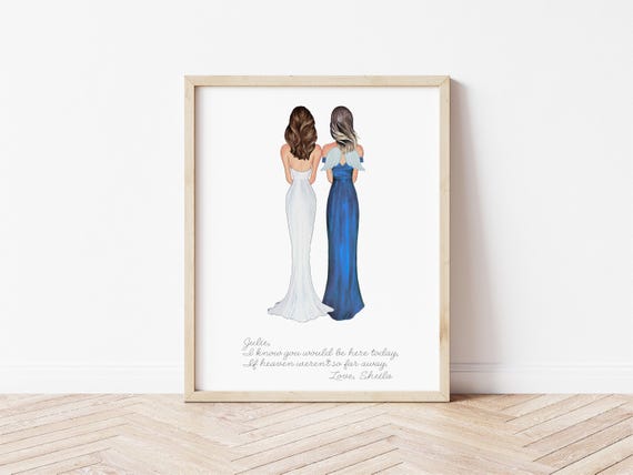 Sister of the Bride Memorial Portrait: Custom Wedding Illustration (Digital Download)