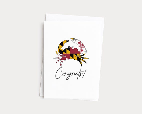 Maryland Flag Crab Greeting Card for Housewarming, Hostess, Birthday