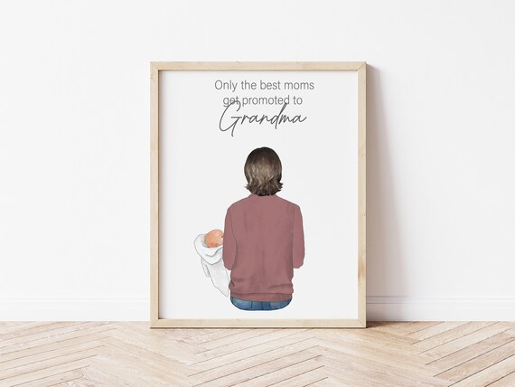 Promoted To Grandma Personalized Portrait for Pregnancy Announcement, Digital Download