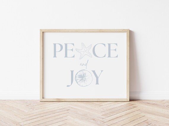 Peace and Joy Coastal Christmas Wall Art, Instant Download