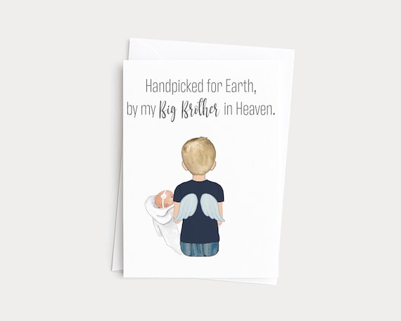 Handpicked for Earth By My Brother in Heaven Greeting Card Portrait