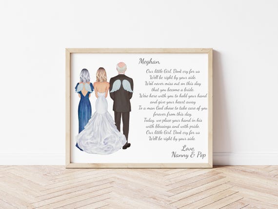 Grandparents of the Bride Personalized Memorial Portrait Gift, Digital Download