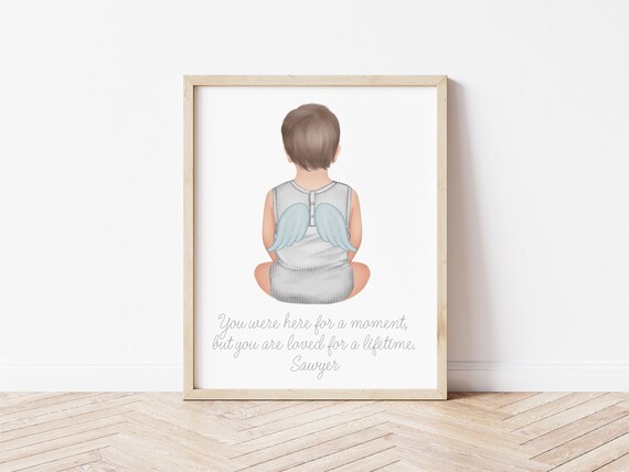 Personalized Baby Loss Memorial Portrait: Infant Angel Wings (Digital Download)