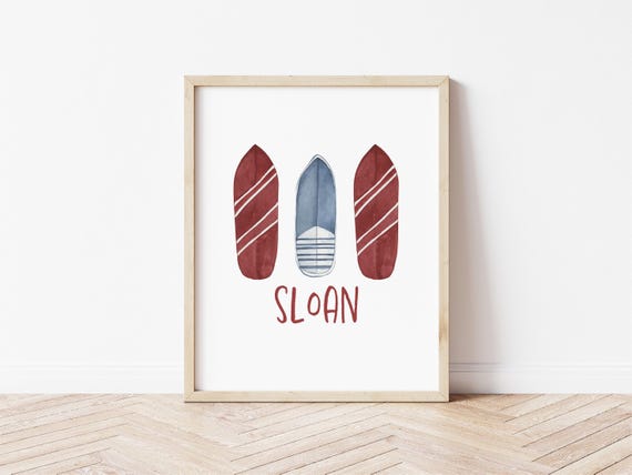 Surfboard Name Personalized Nursery & Nautical Decor Gift, Digital Download
