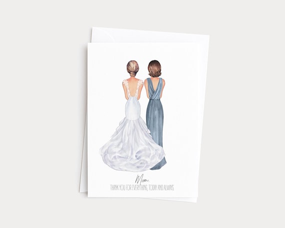 Mother of the Bride Personalized Portrait Greeting Card, Thank You Mum