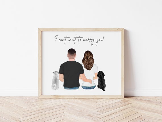 Custom Engagement Portrait: Wedding Couple Gift (Digital Download)
