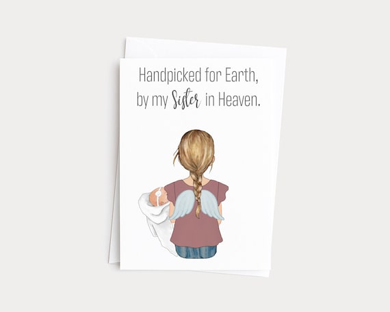 Handpicked for Earth By My Sister in Heaven Greeting Card Portrait