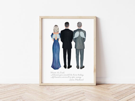 Parents of the Groom Memorial Wedding Portrait: Custom Illustration (Digital Download)
