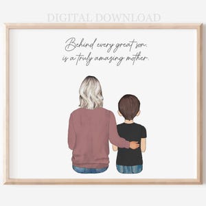 Personalized Mother&#39;s Day Portrait Gift: Custom Art Print (Digital Download)