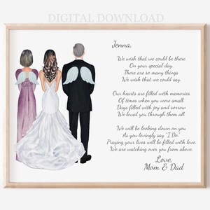 Personalized Memorial Portrait Gift: Bride&#39;s Parents Wedding Art (Digital Download)