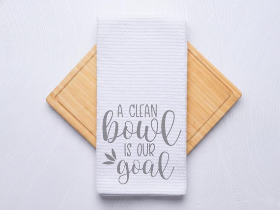 A Clean Bowl Is Our Goal Funny Waffle Weave Hand Towel