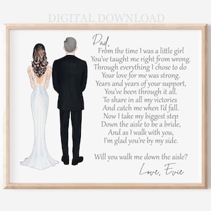 Father of Bride Portrait: Walk Me Down Aisle Poem (Digital Download)
