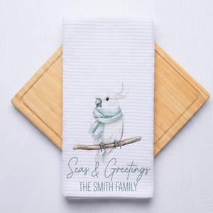 Seas and Greetings Coastal Christmas Nutcracker Hand Towel for Nautical Kitchen & Bathroom