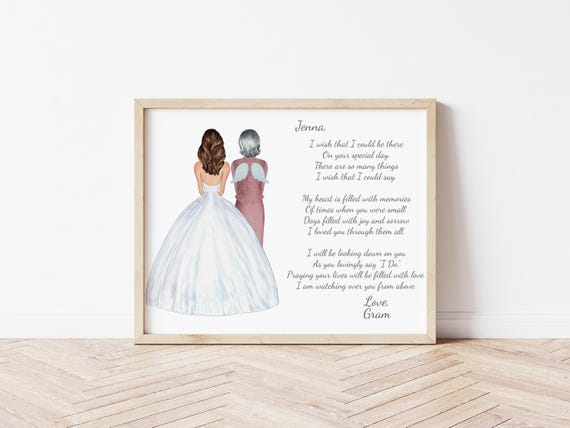 Personalized Grandmother of the Bride Portrait, Custom Wedding Gift, Keepsake (Digital Download)