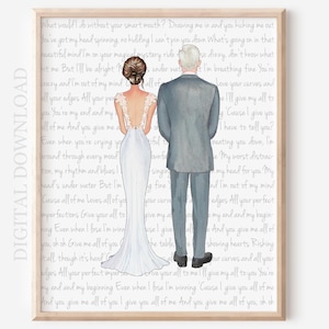Father of the Bride Dance Personalized Illustration Portrait, Custom Wedding and Anniversary Gift, Father Daughter Digital Download