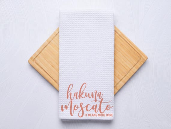 Hakuna Moscato Waffle Weave Kitchen Towel, Wine Lover Gift