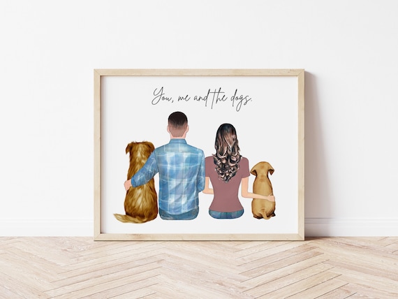 You Me and The Dogs Personalized Pet Portrait, Digital Download for Parents