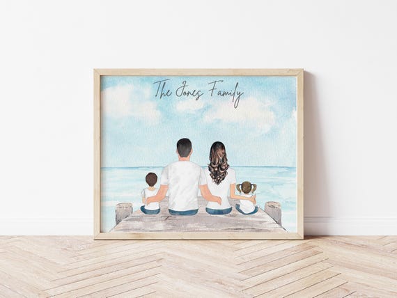 Personalized Beach Family Portrait with Pets (Digital Download)