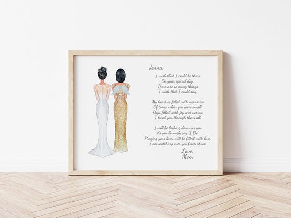 I Wish I Could Be There Poem Wedding Memorial Portrait, Personalized Digital Download Gift