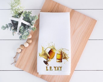 IP Yay Beer Kitchen Hand Towel Personalized Gift Idea Father's Day, Birthday, Housewarming, Christmas