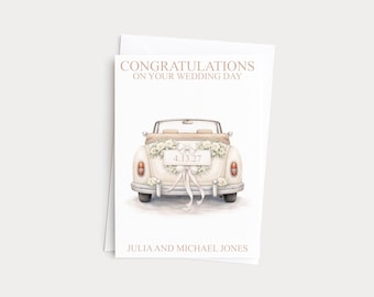 Personalized Wedding Card • Bride, Groom & Pets • Custom Bridal Shower Gift