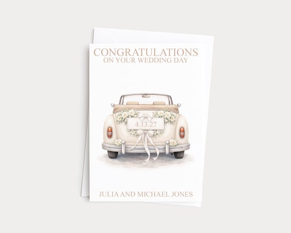 Personalized Wedding Card • Bride, Groom & Pets • Custom Bridal Shower Gift