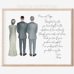 Grandparents of the Groom Personalized Wedding Portrait Gift, Custom Wedding Gift to Grandmother & Grandfather, Personalized Portrait Gift