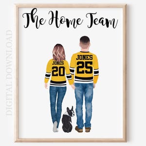 Personalized Hockey Couple Portrait: Engagement Gift (Digital Download)