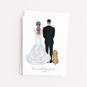 Personalized Wedding Card • Bride, Groom & Pets • Custom Bridal Shower Gift