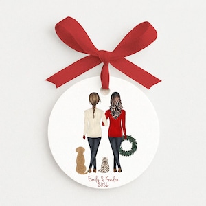 Personalized Ornament for Gay & Lesbian Couple with Pets Portrait