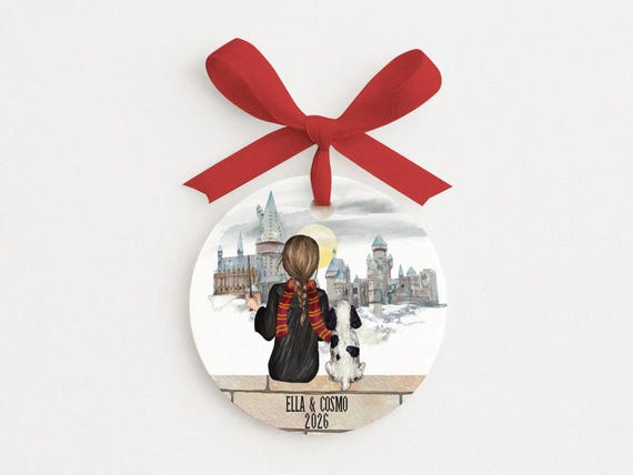 Wizard Kid and Pet Custom Ornament Gift for Birthday