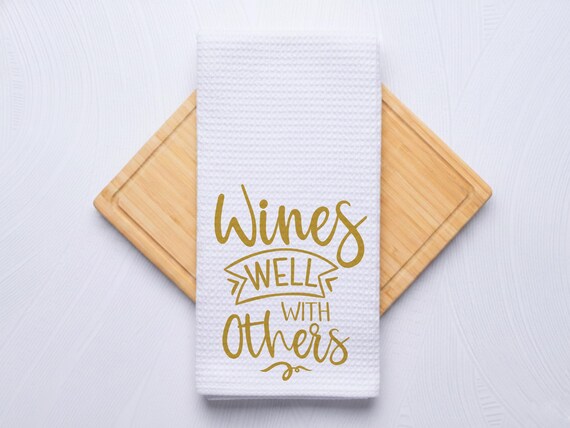 Bitch and Wine Custom Hand Towels for Kitchen, Housewarming Gift