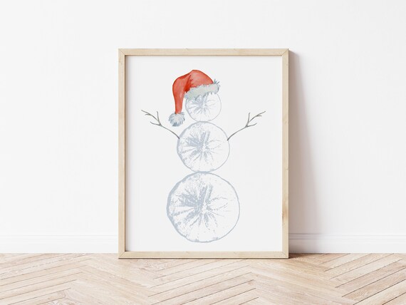 Sand Dollar Snowman Portrait: Coastal Christmas Wall Art (Digital Download)