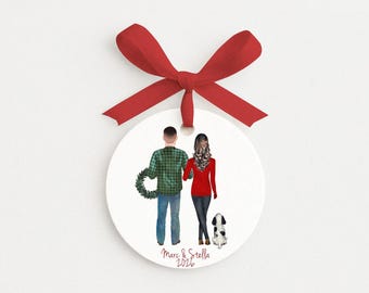 Our First Christmas Couples Ornament, Custom Pet Portrait Gift