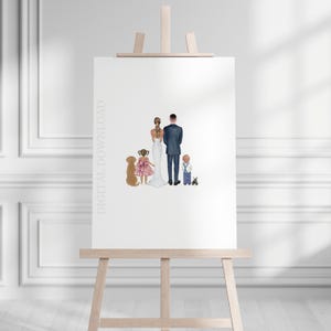 Custom Wedding Guest Book Alternative: Family & Pets Portrait (Digital Download)