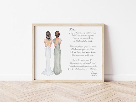 Personalized Mother of the Bride Illustration • Wedding Keepsake  • Custom Portrait • I Stand Here