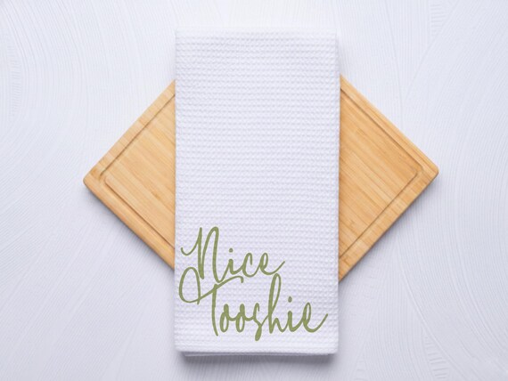 Nice Tooshie Funny Bathroom Hand Towel, Waffle Weave